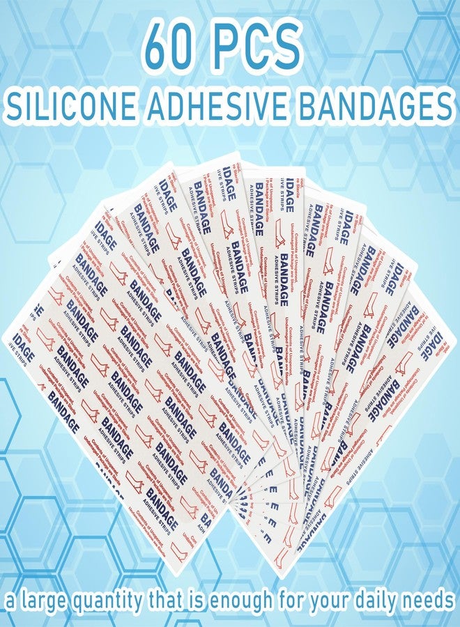 Funtery 60 Pcs Large Sensitive Skin Bandages Silicone Adhesive Bandages Bulk Elderly Painless Removal Silicone Wrappings for Sensitive Fragile Skin Delicate Wounds 3.9 x 2 in - Image 2